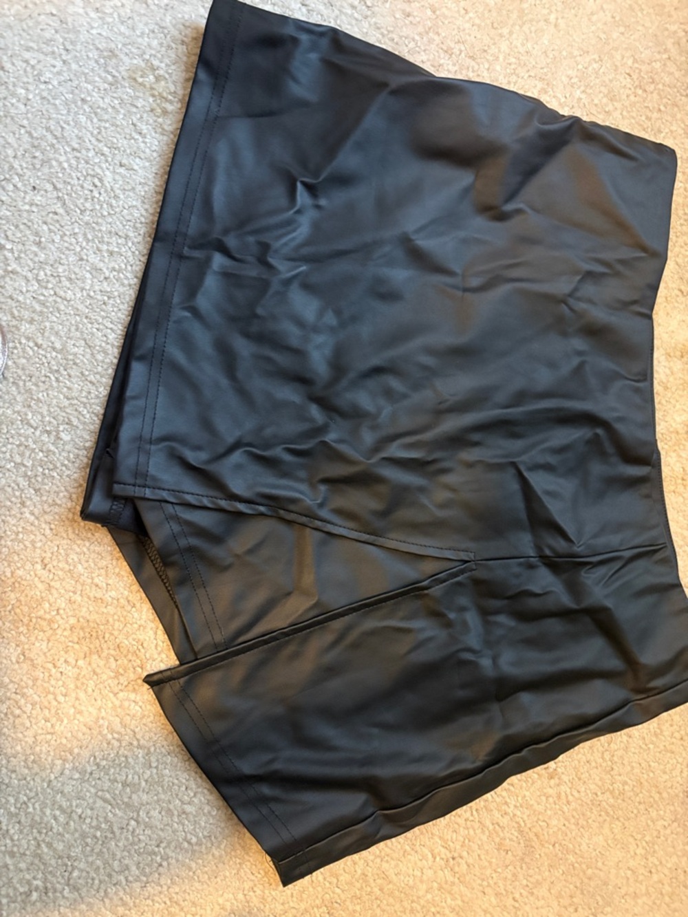 Black Faux Leather Mini Skort
